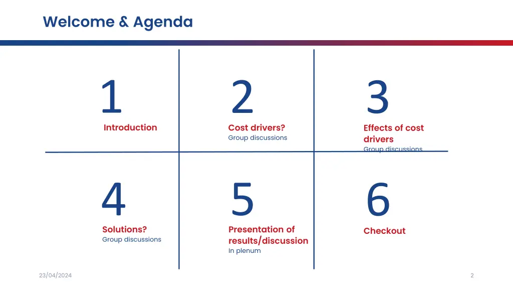 welcome agenda