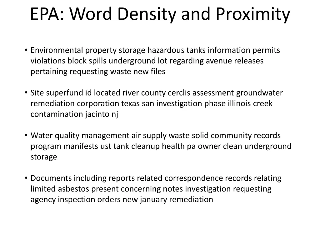 epa word density and proximity