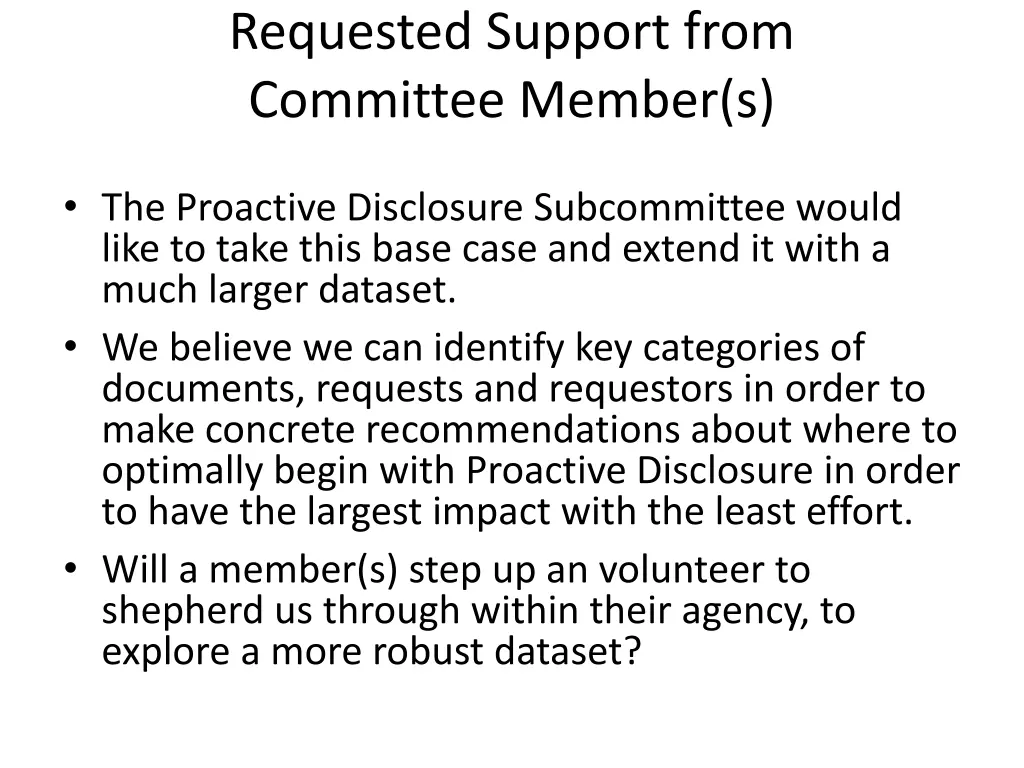 requested support from committee member s