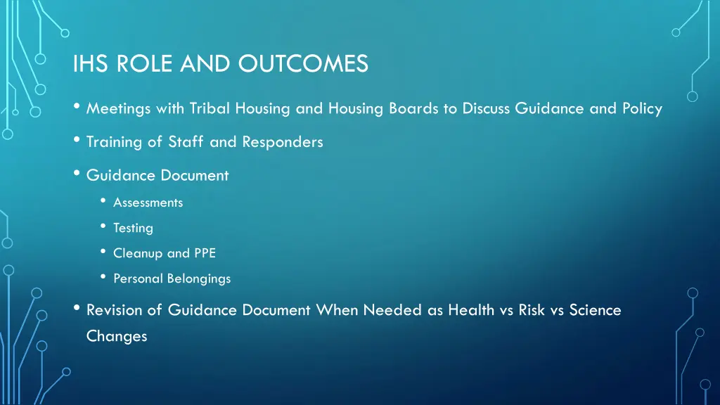 ihs role and outcomes