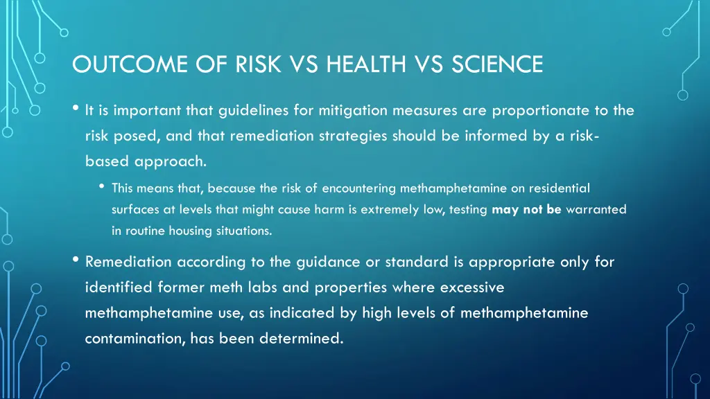 outcome of risk vs health vs science
