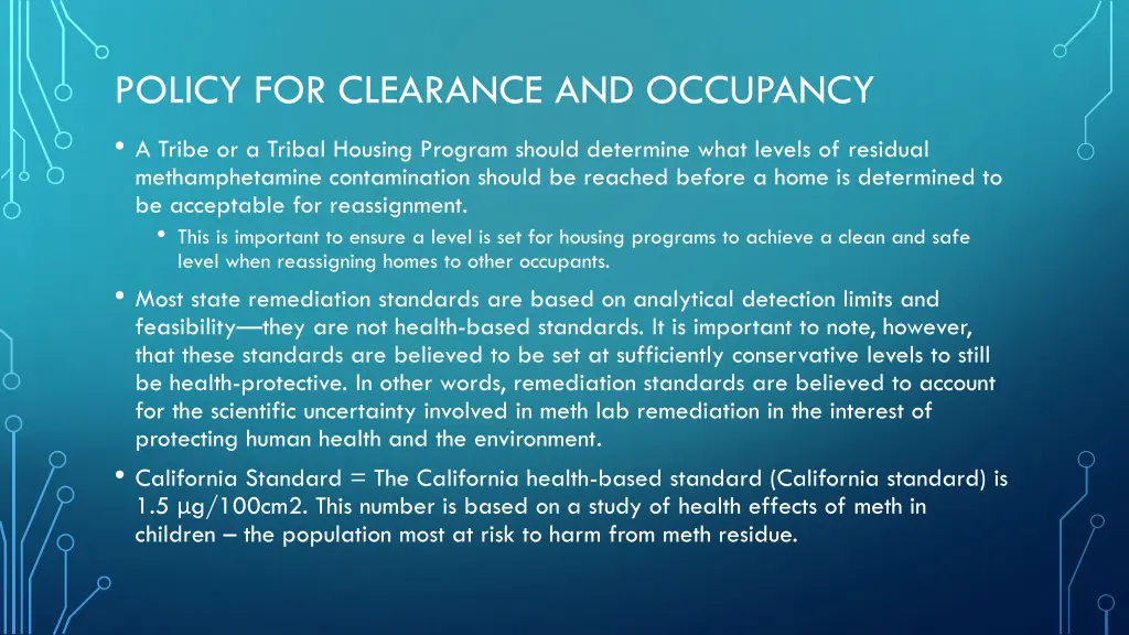 policy for clearance and occupancy a tribe