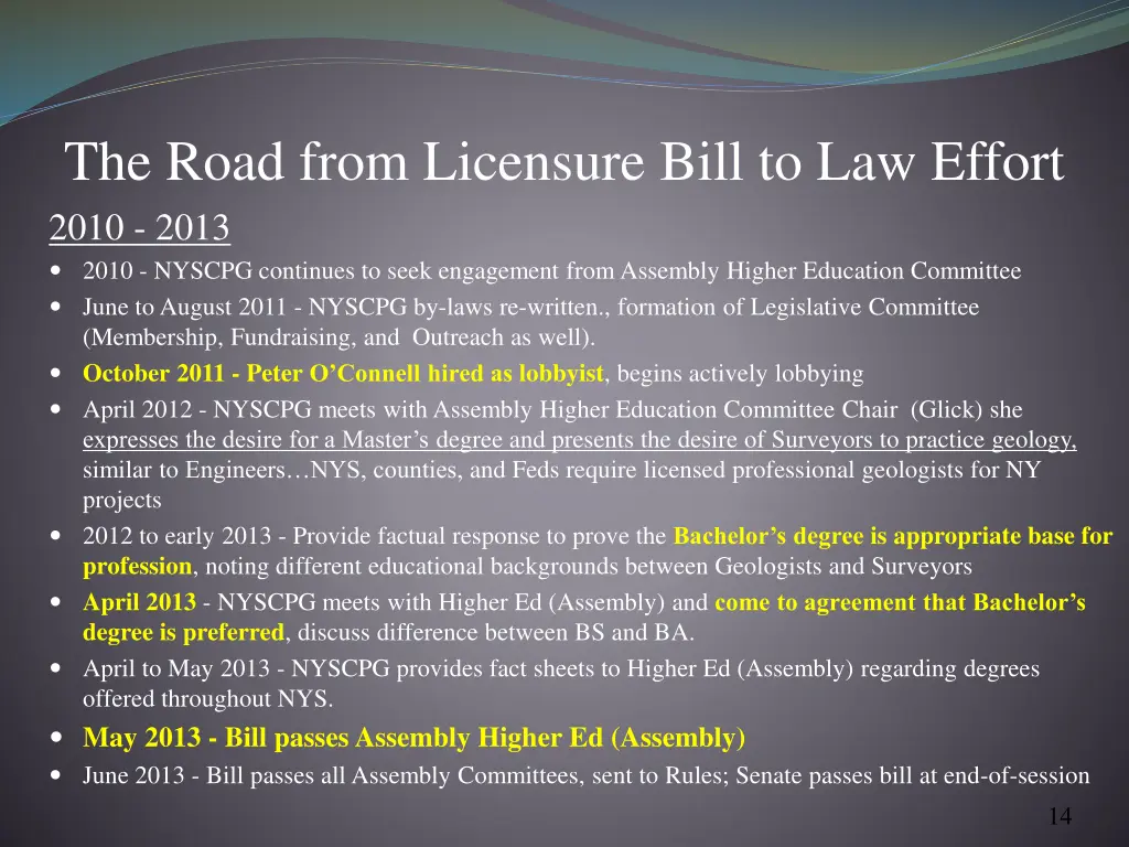 the road from licensure bill to law effort 2010
