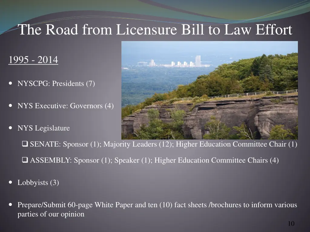 the road from licensure bill to law effort