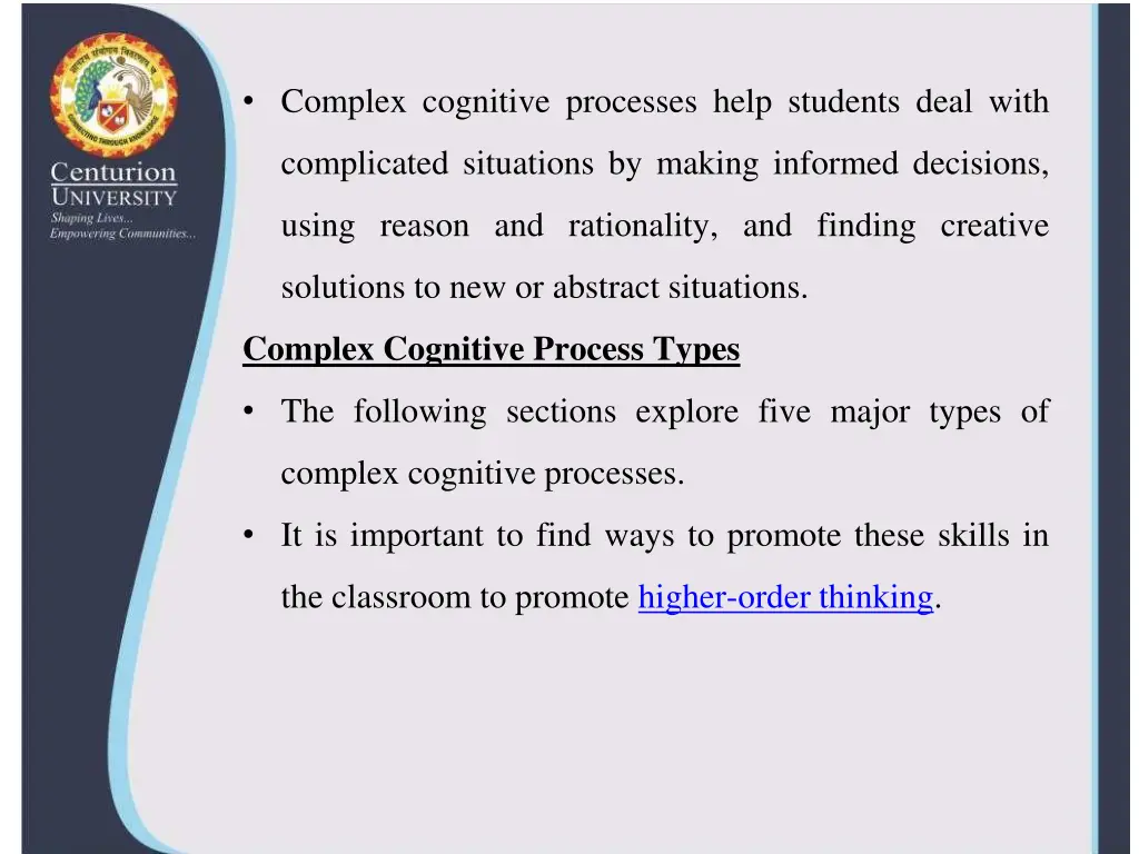 complex cognitive processes help students deal