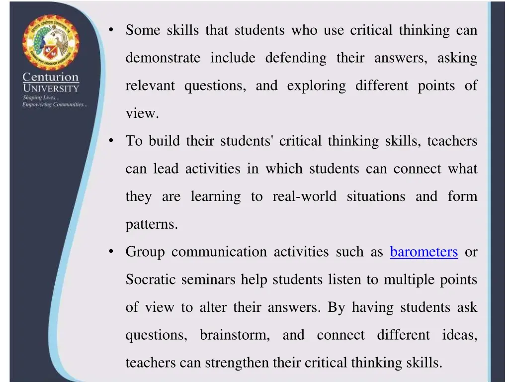 some skills that students who use critical