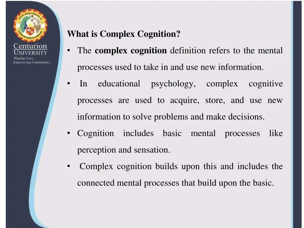 what is complex cognition