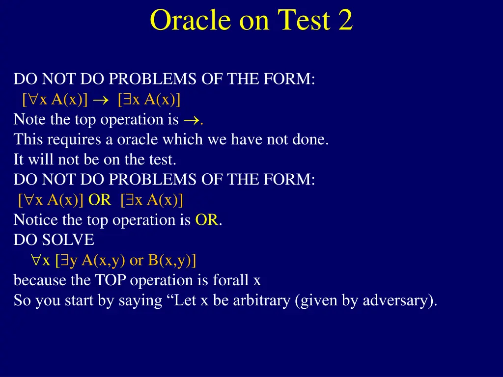 oracle on test 2