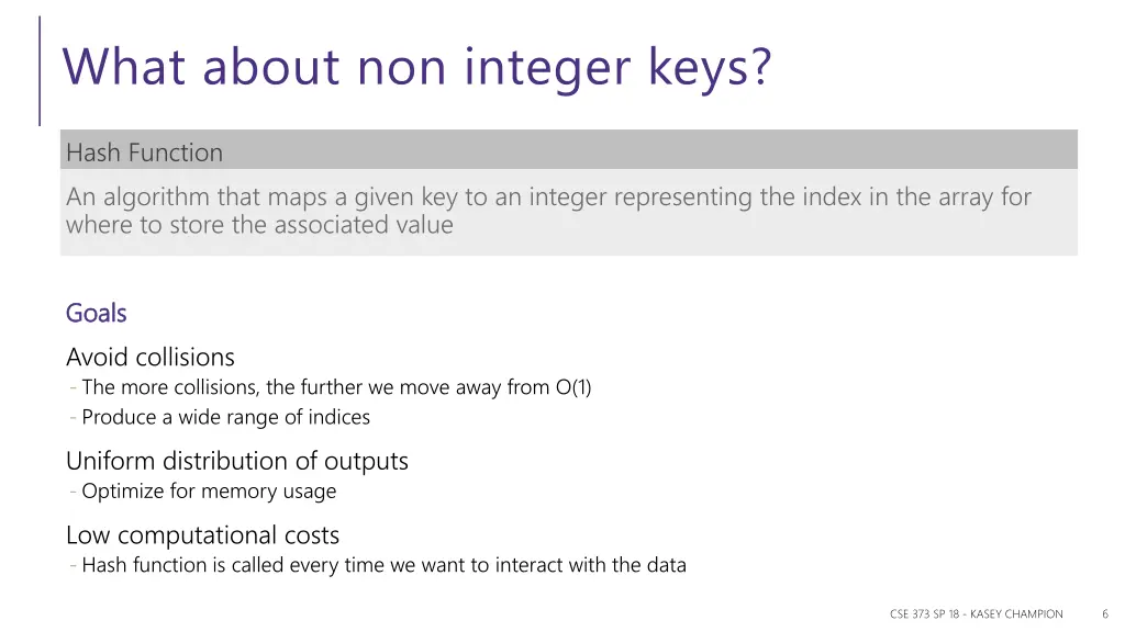 what about non integer keys