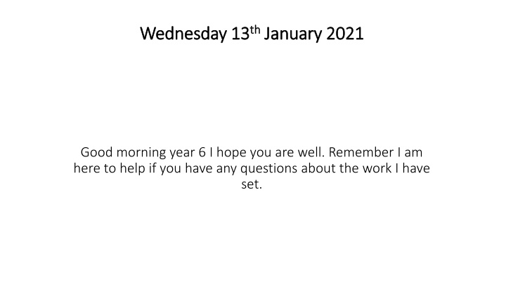 wednesday 13 wednesday 13 th th january 2021