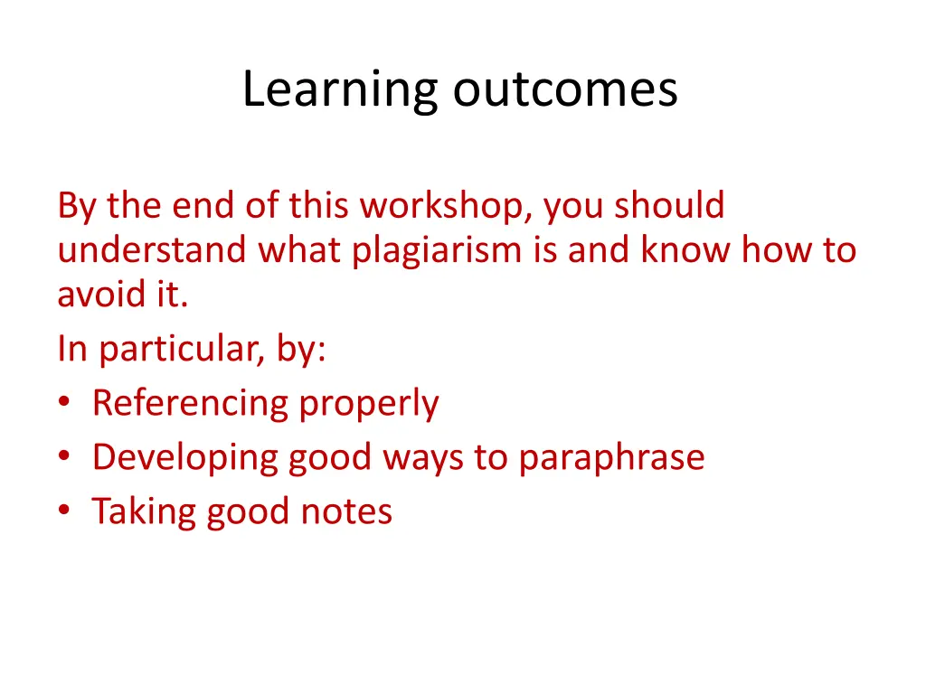 learning outcomes