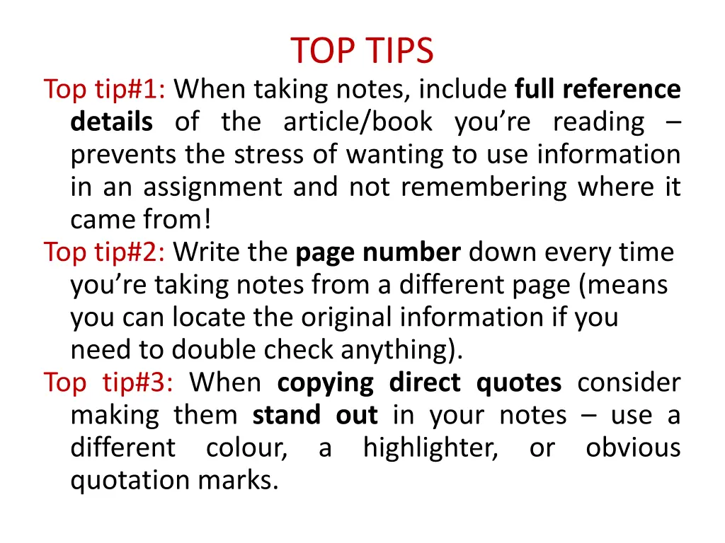 top tips
