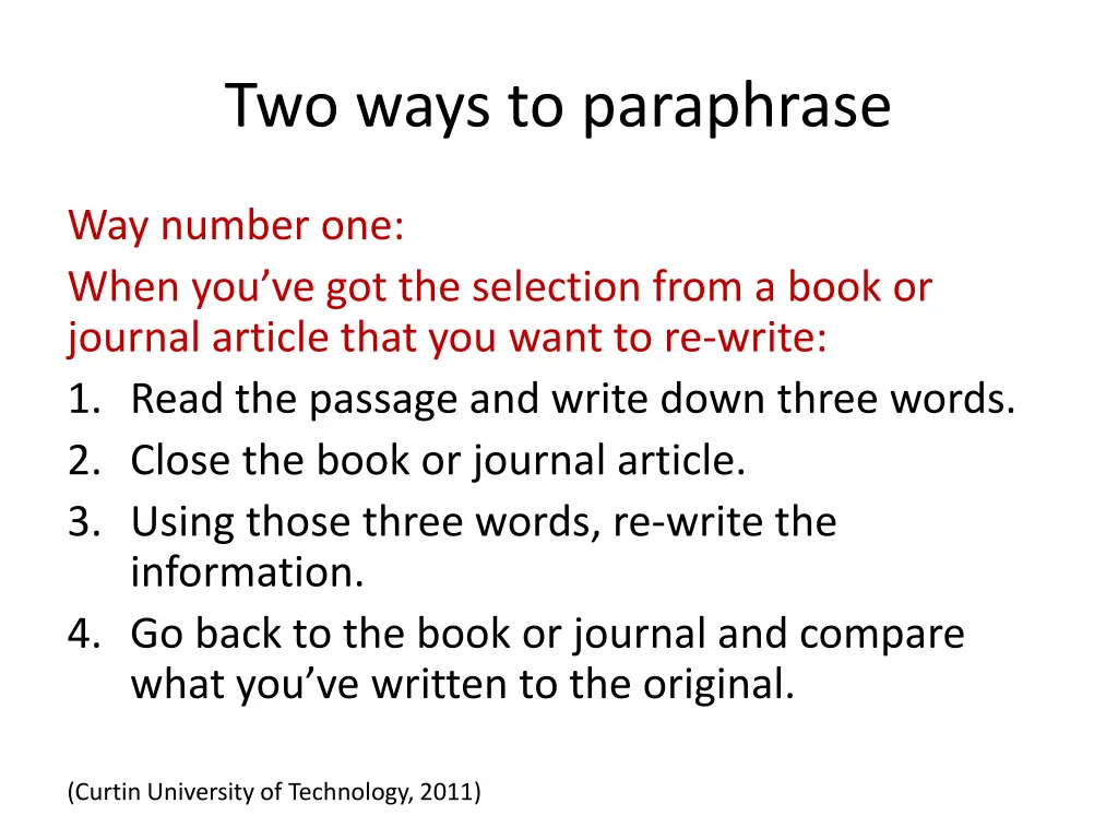 two ways to paraphrase