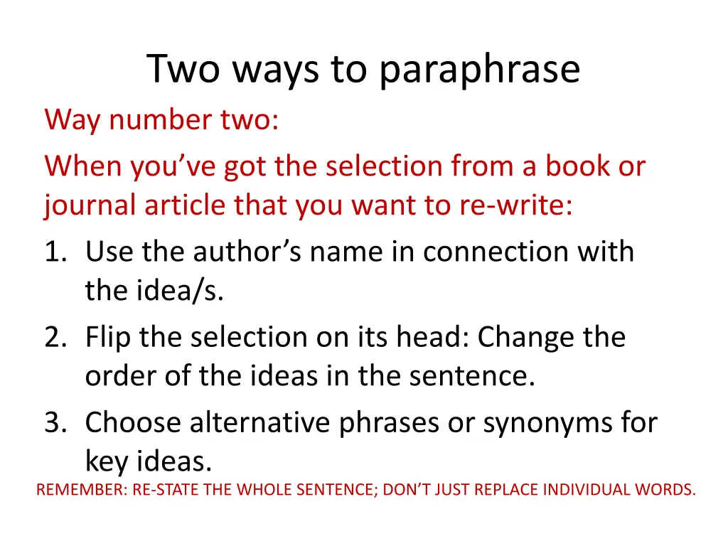 two ways to paraphrase way number two when