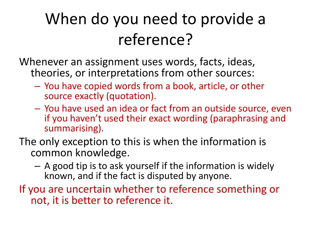 when do you need to provide a reference
