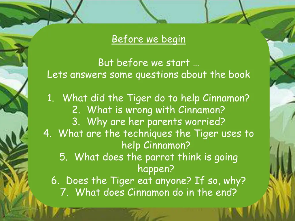 before we begin