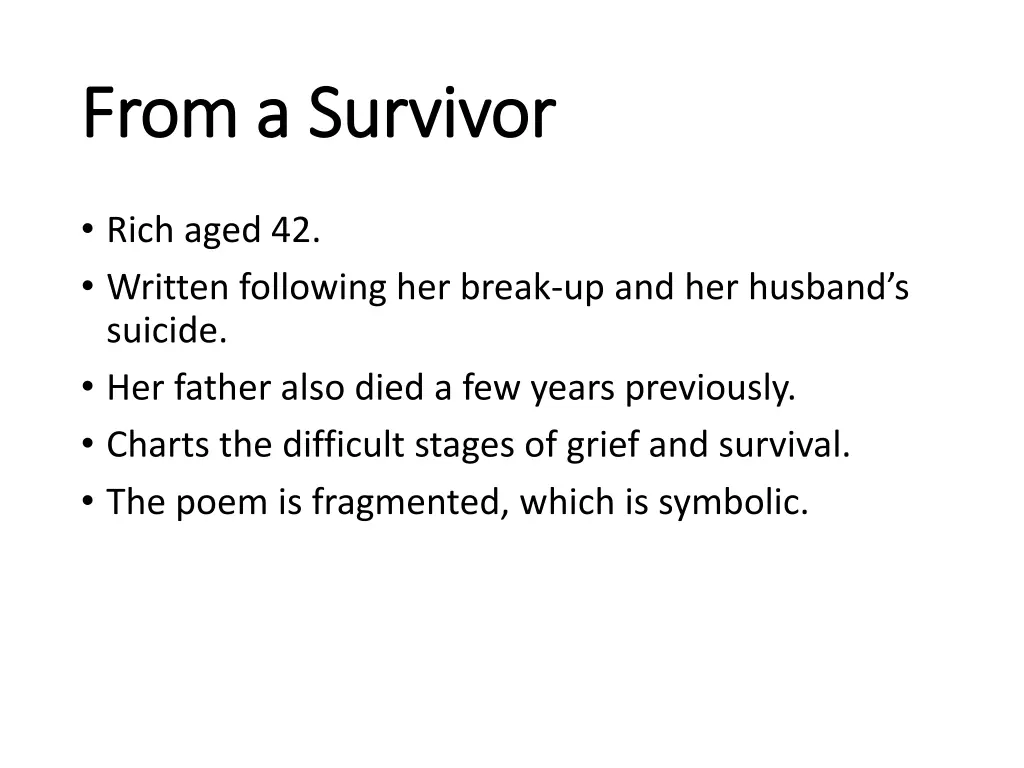 from a survivor from a survivor