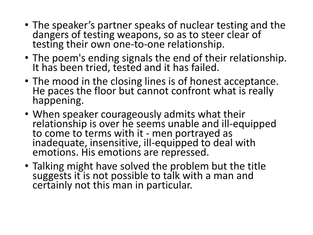 the speaker s partner speaks of nuclear testing