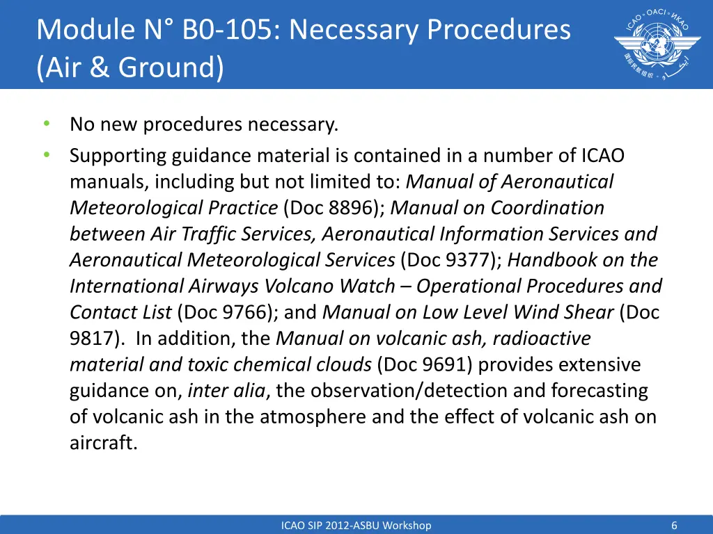 module n b0 105 necessary procedures air ground