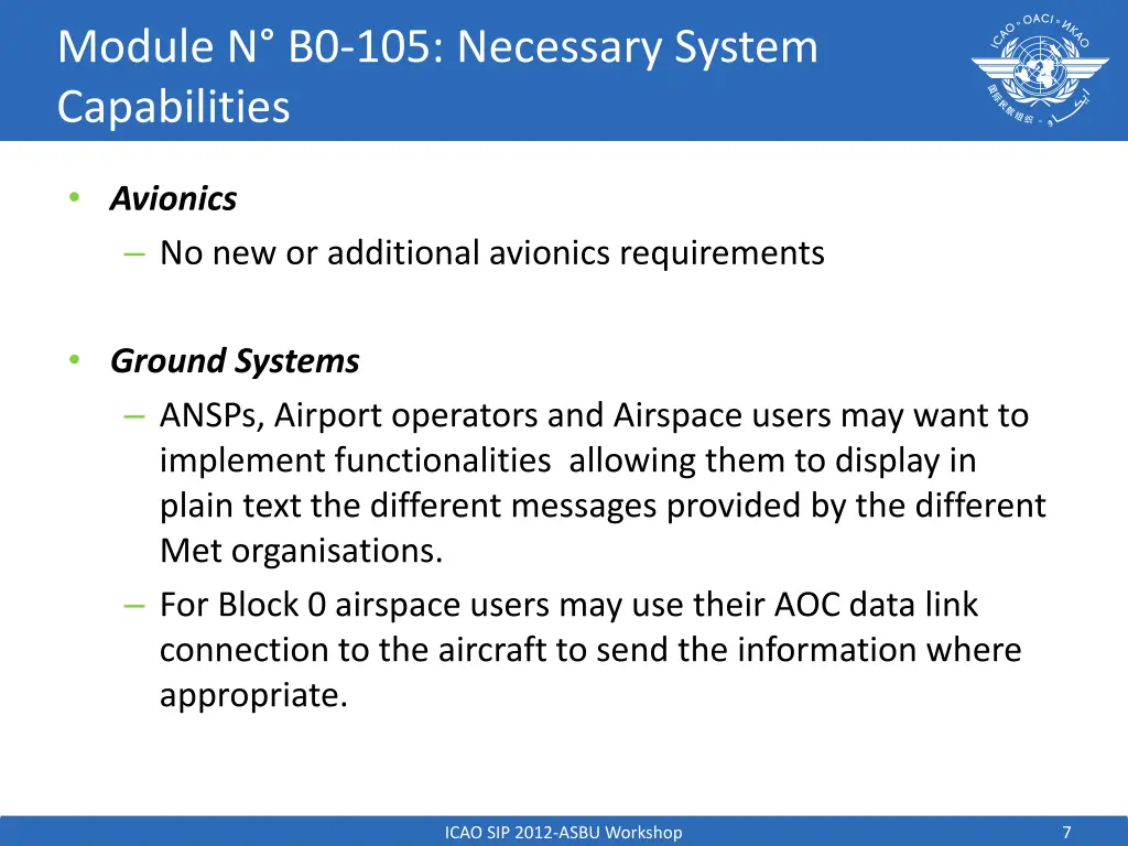 module n b0 105 necessary system capabilities