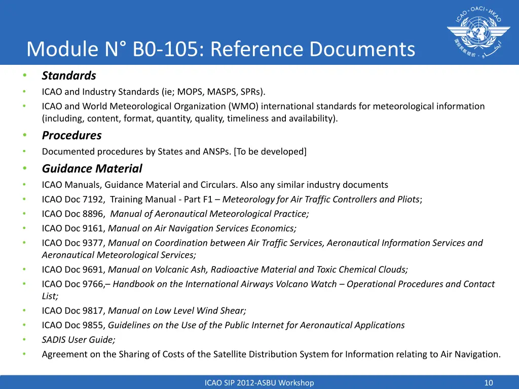 module n b0 105 reference documents
