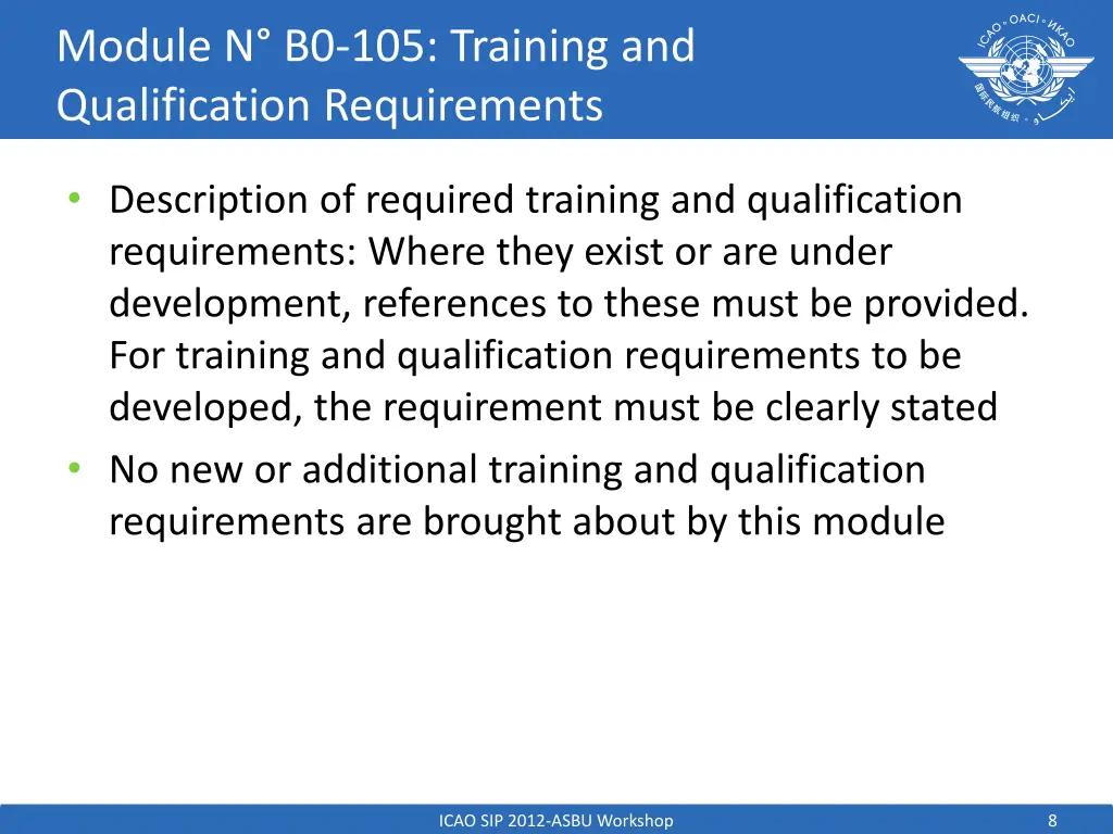 module n b0 105 training and qualification