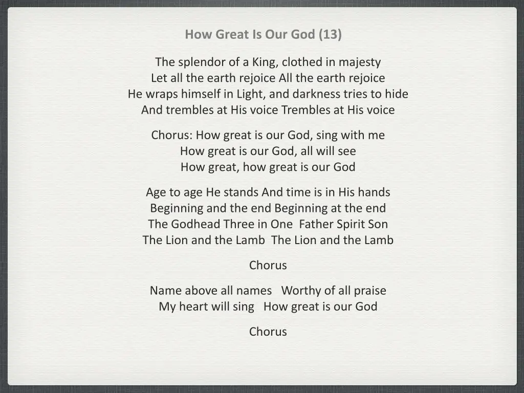 how great is our god 13