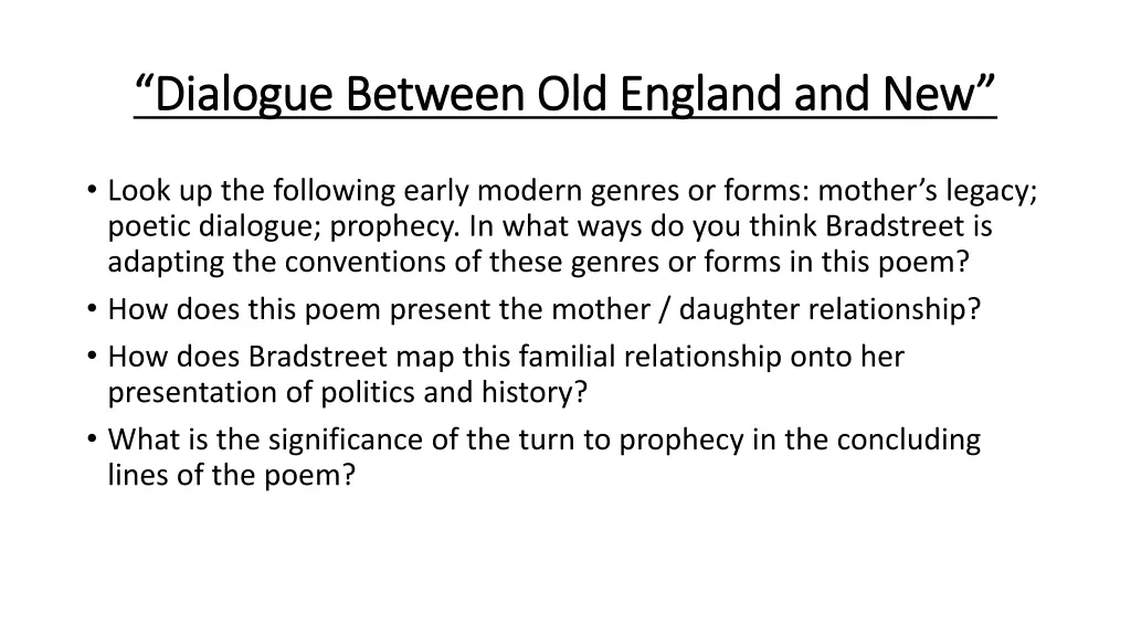 dialogue between old england and new dialogue