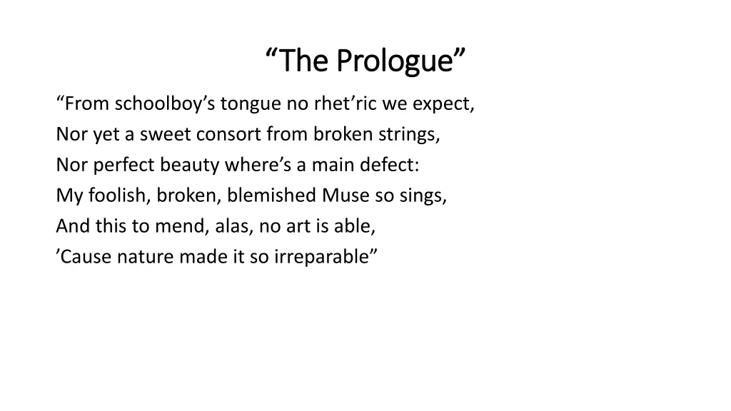 the prologue the prologue