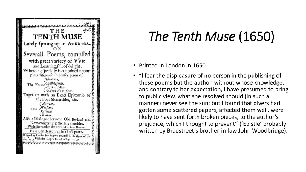 the tenth muse the tenth muse 1650
