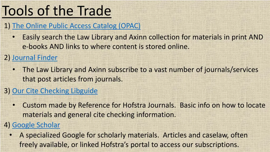 tools of the trade 1 the online public access