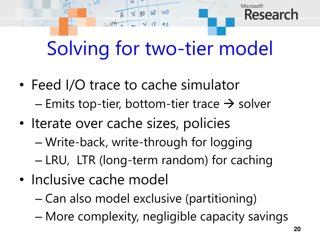 solving for two tier model