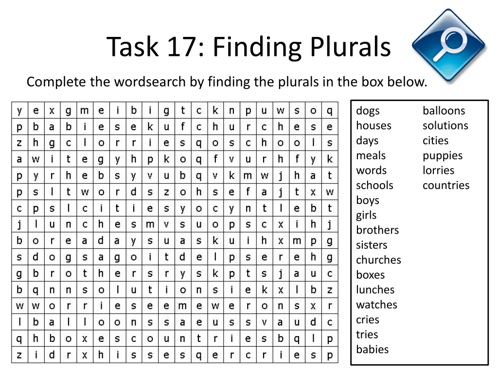 task 17 finding plurals