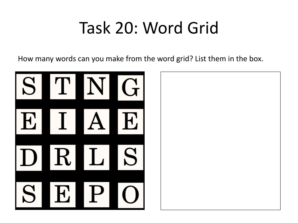 task 20 word grid