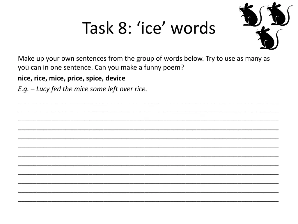 task 8 ice words