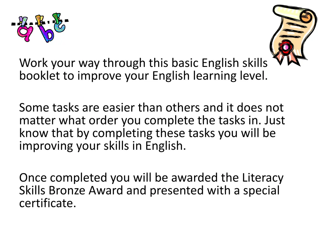work your way through this basic english skills