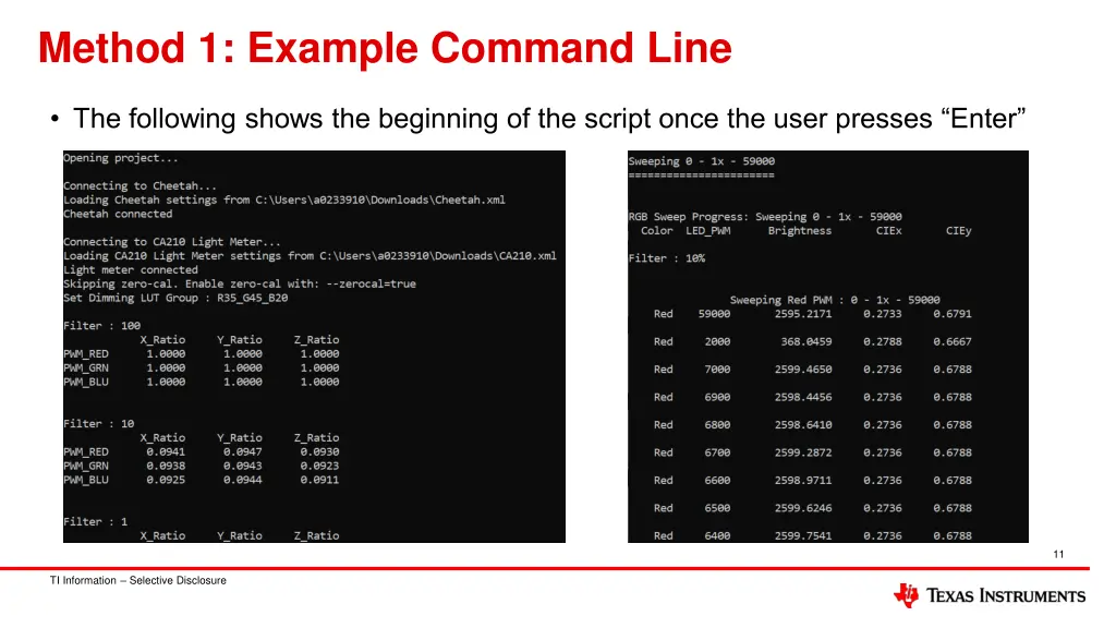 method 1 example command line
