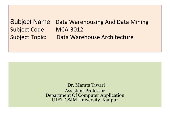 subject name data warehousing and data mining