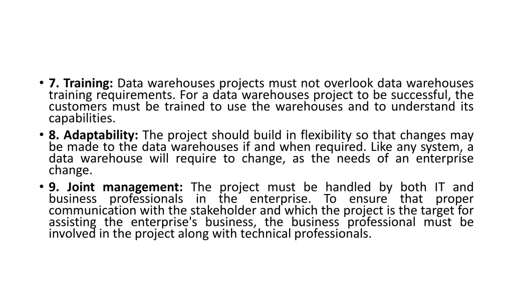 7 training data warehouses projects must