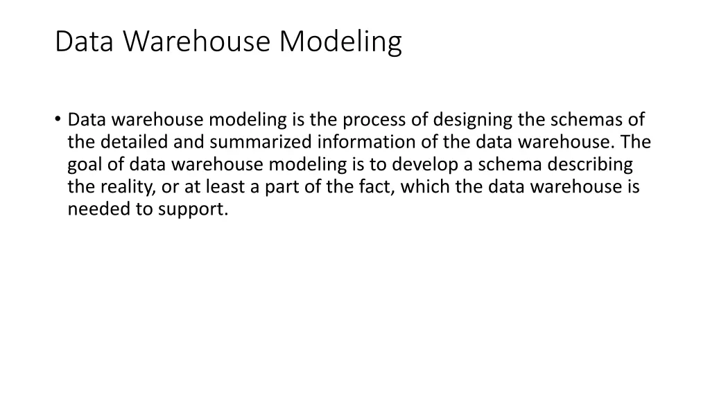 data warehouse modeling