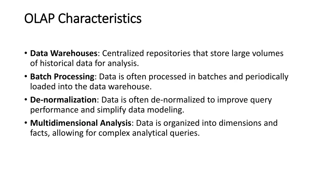 olap characteristics olap characteristics