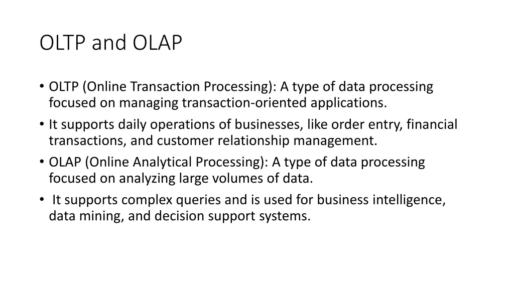 oltp and olap