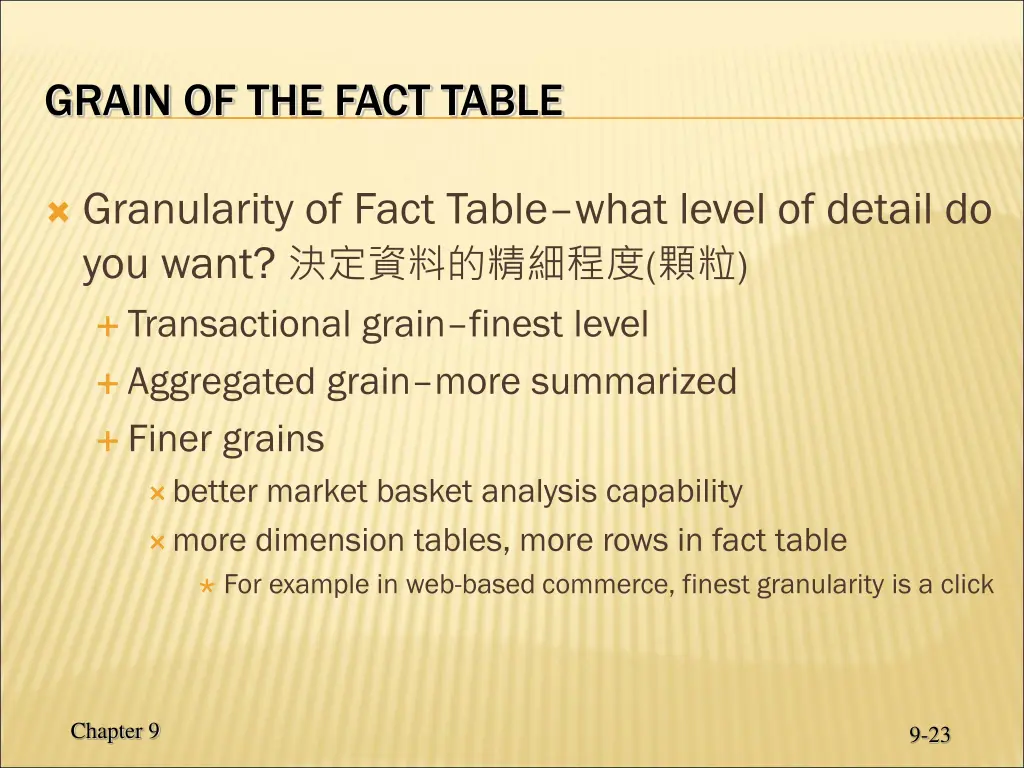 grain of the fact table