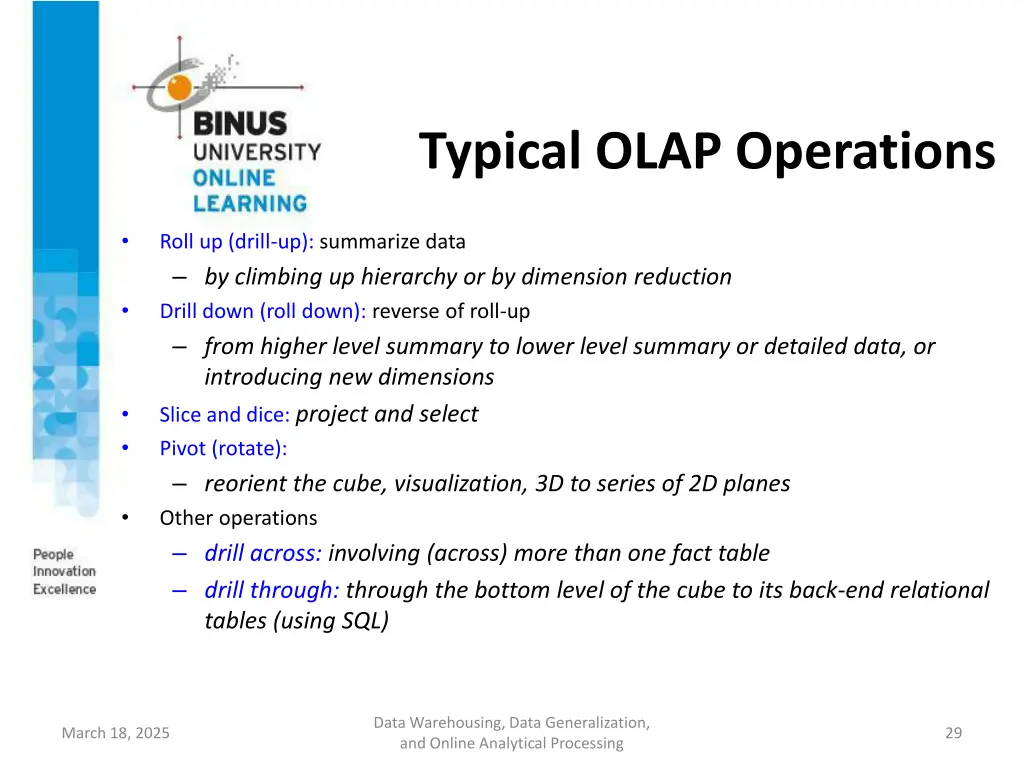 typical olap operations