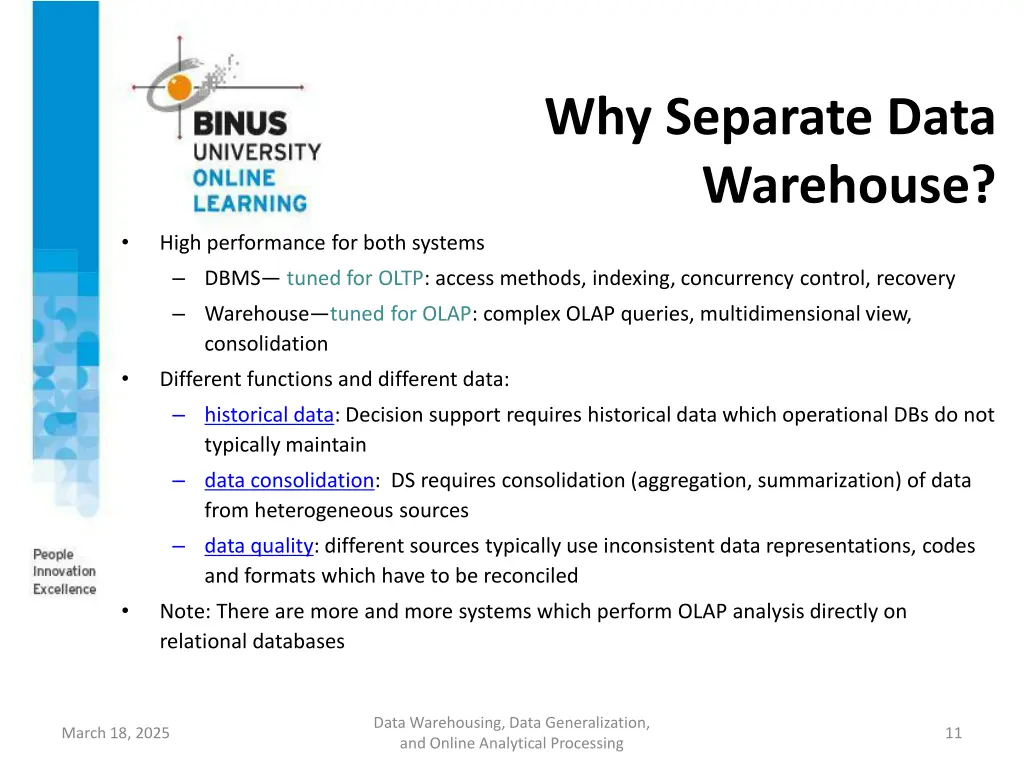 why separate data warehouse