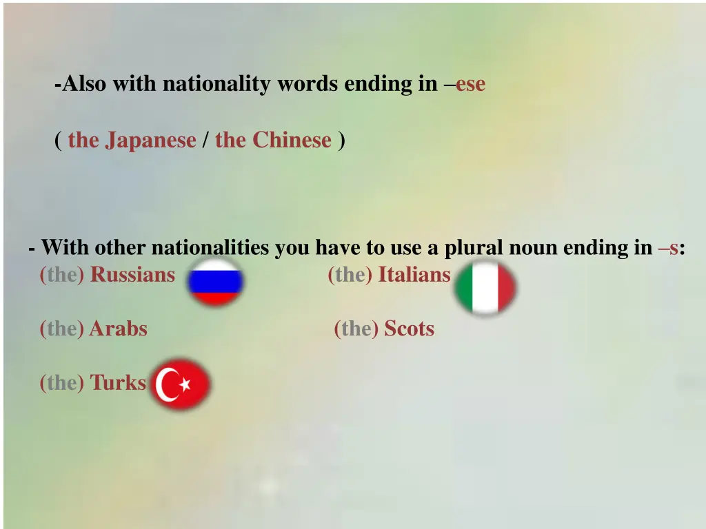 also with nationality words ending in ese