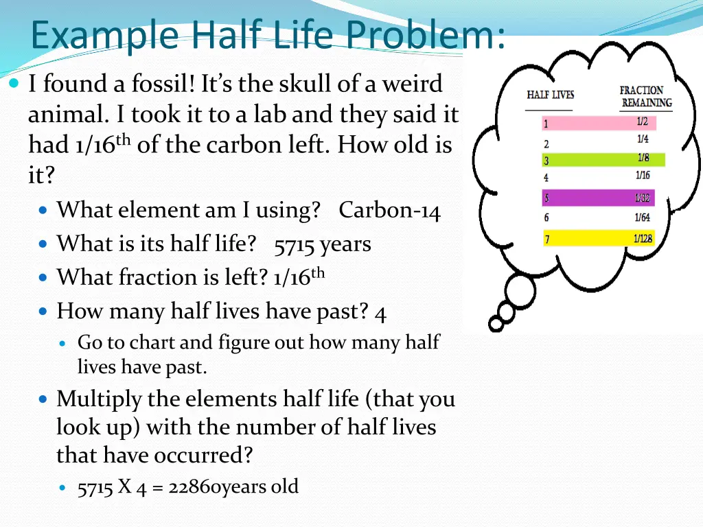 example half life problem i found a fossil