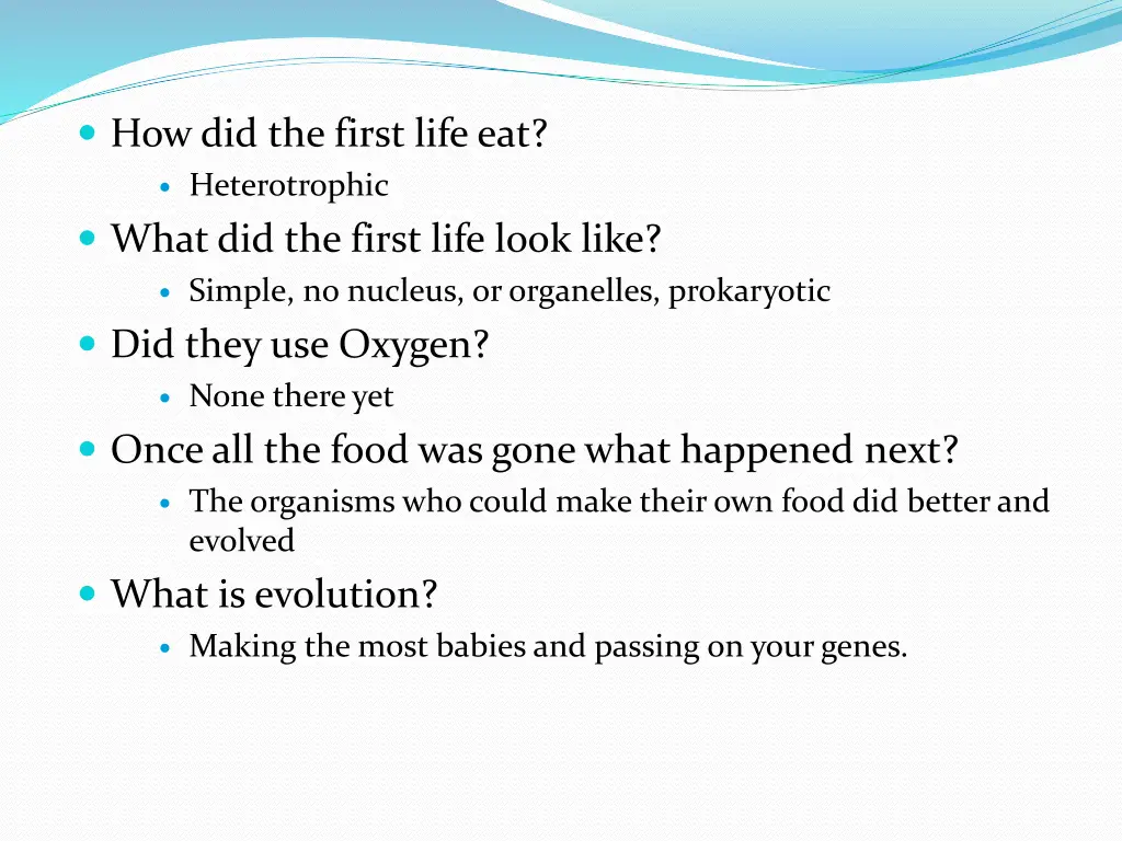 how did the first life eat