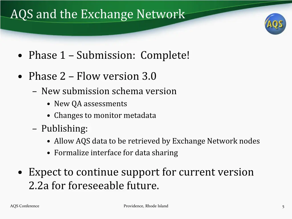 aqs and the exchange network