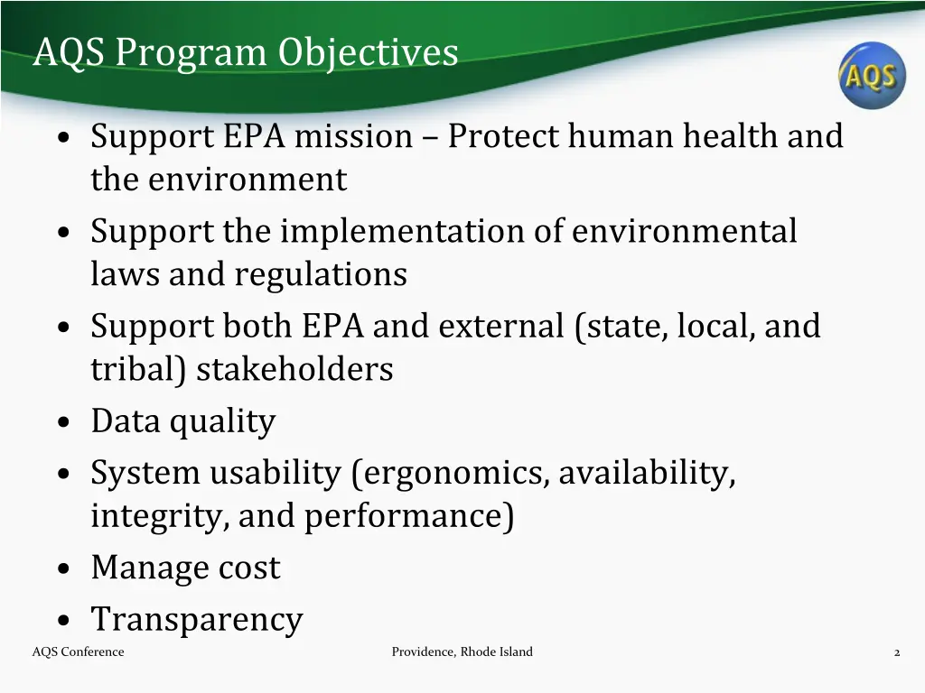 aqs program objectives
